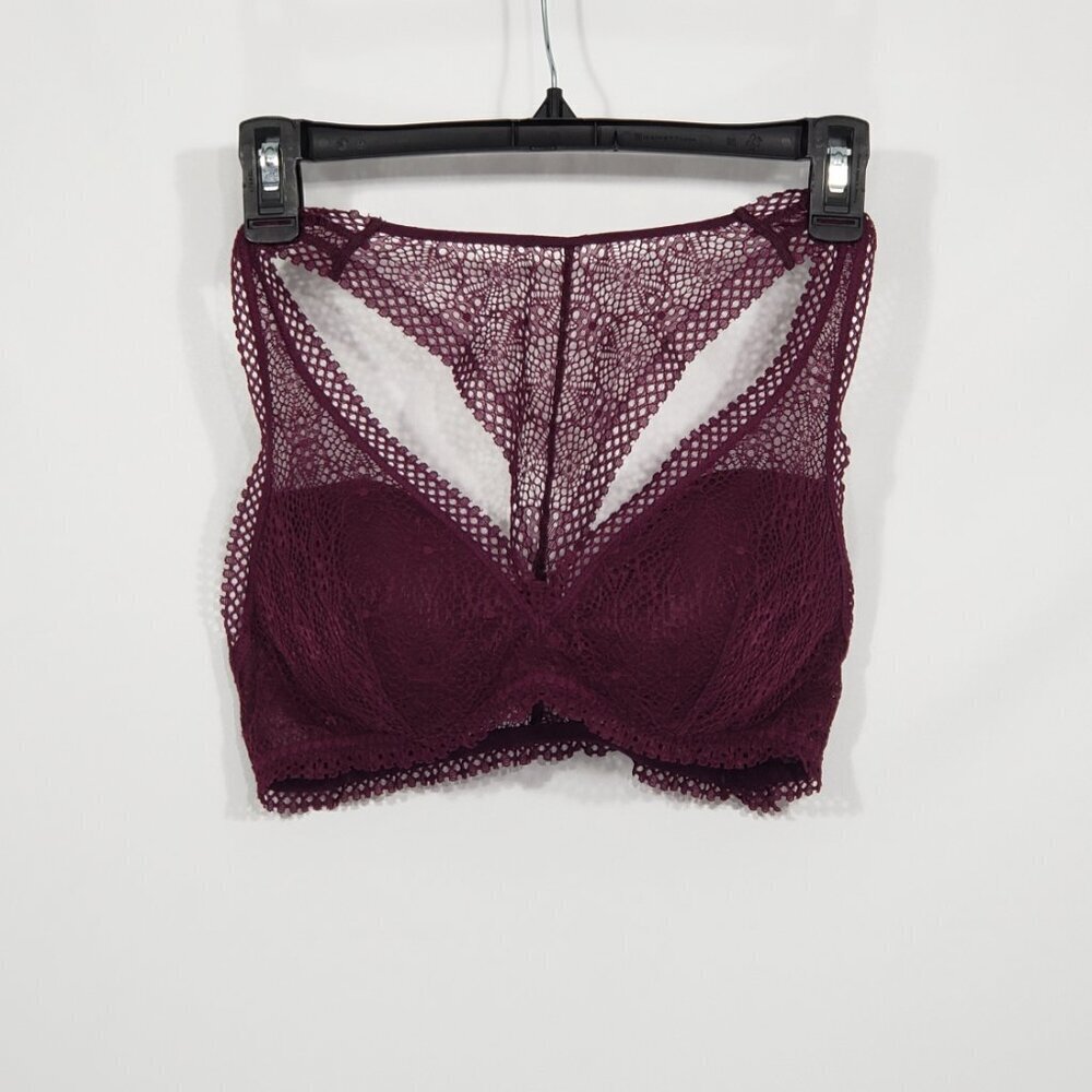 Victoria's Secret Aubergine Purple Lace Bralette Light Padding Size Medium